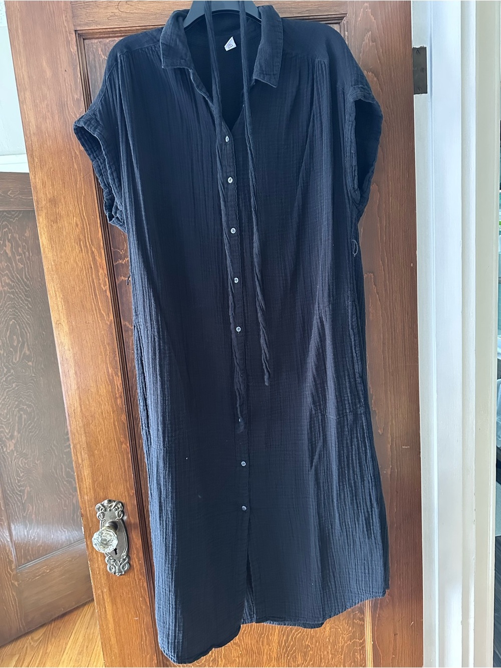 Old Navy Black Maxi Shirt Dress